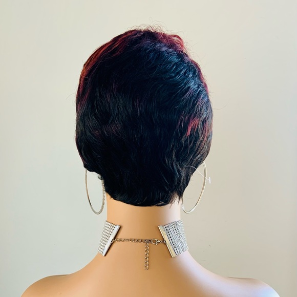 Vintage Style Auburn Black Pin Curl Synthetic Wig - Picture 5 of 5